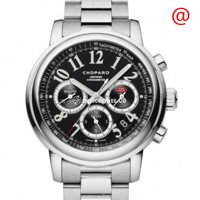 Chopard 158511-3002 Replica - Automatic - Steel Case - Black Dial - Silver Steel Strap - Luxury Replica MILLE MIGLIA GT XL Watch